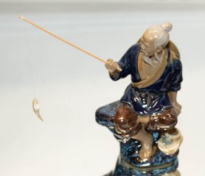 Chinese Porcelain Mudman Fisherman Figurine