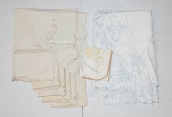 Antique Hand Embroidered Table Cloths And Napkins