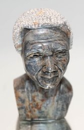 African Hand Carved Soapstone Nelson Mandela Bust