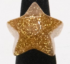 Acrylic Glitter Star Ring Size 5 1/2
