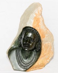 South African Portrait Stone Sculpture Of A Woman *heavy*