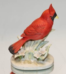 Lefton Hand Painted Porcelain Head Up Red Cardinal Figurine