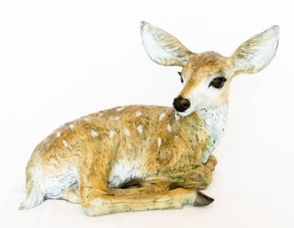 2001 D. Simpson Signed Laying Fawn Cast Metal Sculpture  12/30