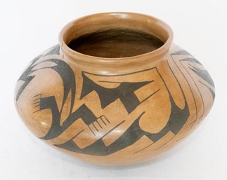 R.S. Signed Native American Pottery Depicting A Lizard Chasing A Grasshopper