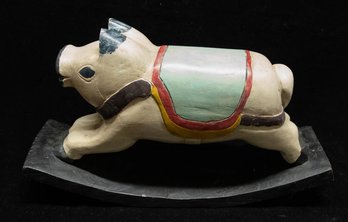 American Painted Wood Rocking Pig Circa. 1870-1880 *appraised