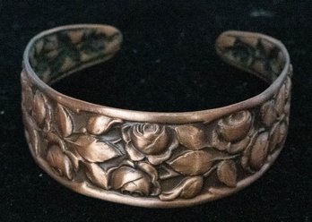 Copper Cuff Bracelet Featuring Roses