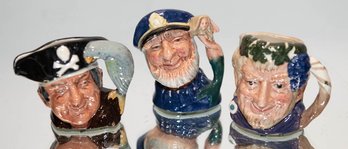 Royal Doulton Toby Jugs 'long John Silver, Bacchus And Old Salt'