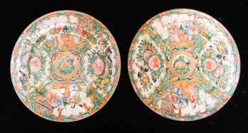 Chinese Export Small Rose Medallion Hand Painted Plates