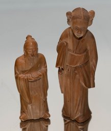 Chinese Hand Carved Boxwood Cultural Figures