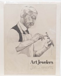 Marvin Smith ' Art Jewelers' Drawing Unsigned Artwork From Artist's Estate