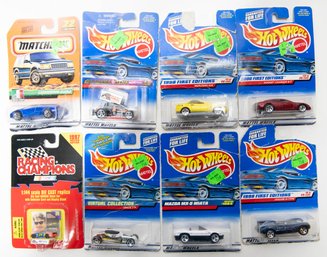 Lot Of 1990s Hot Wheels, Matchbox And Racing Champions 1:64 Die Cast Cars In Package