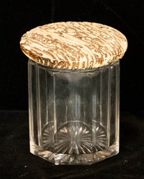 Crystal Lidded Pipe Tobacco Humidor Jar With Wood Lid