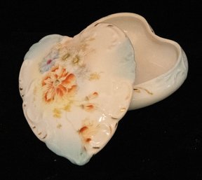 Hand Painted Porcelain Heart Trinket Box