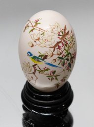 Japanese Hand Painted Artist Signed Plastic Egg On Stand