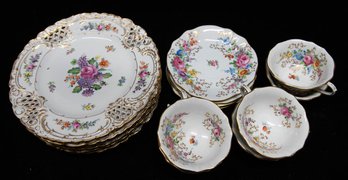 Dresden Saxony Floral Spray China 18 Pieces