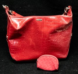 Ralph Lauren Red Croc Pattern Ladies Purse (not Authentic)