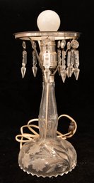 Vintage Art Deco Daisy Cut Glass Boudoir Table Lamp