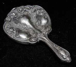 Monogrammed Silver Plate Victorian Vanity Hand Mirror