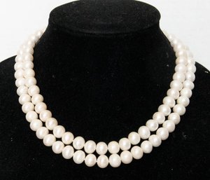 Faux Pearl, Two Strand Necklace