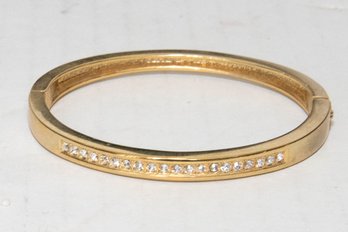 Goldtone Rhinestone Hinged Bracelet
