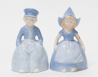 4.5' Vintage Porcelain Dutch Boy And Girl Bells