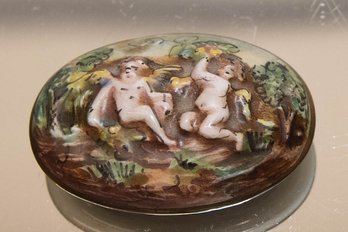 R. Capodimonte Neoclassical Polychrome Porcelain Trinket Box