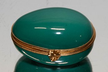 Limoges France Green Egg Porcelain Trinket Box