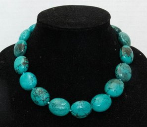 Sterling Silver Clasp, Holite Turquoise, Colored Stone Necklace