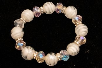 Glass Marble And Acrylic Crystal Bracelet