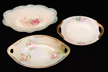 Antique Royal Munich, PM Bavaria And Unmarked Porcelain Oval Candy Dishes