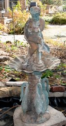 Bronze Cherub Holding A Fish Fountain