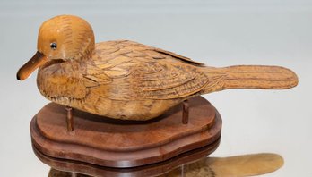 Vintage Corn Husk Handmade Duck With Stand