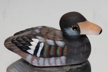 1970s Stone Mallard Duck With Green And Red Feathers