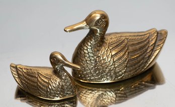 Korean Brass Momma And Baby Duckling