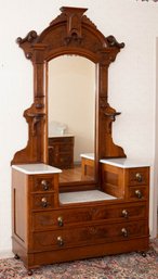 Late 1800s Eastlake Style Marble Top Dresser Vanity