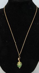 14 Karat Gold Chain, Marked MA With Egg Charm Pendant