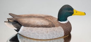 1988 Signed Edward A. W. Hand Crafted And Painted Wood Mallard Duck