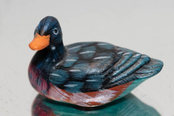 Hand Painted Blue Ceramic Duck