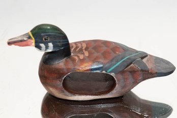 Hand Carved And Painted Wooden Mallard Duck Napkin Ring