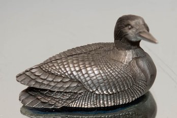 Signed Pewter Loon Figurine