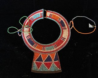 Vintage African Maasai Masai Beaded Tribal Collar Necklace, Kenya Art