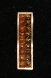 Sterling Pendant With Acrylic Amber Jewels