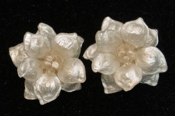Delicate Flower Plastic Clip On Earrings