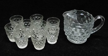 Fostoria American Clear Pitcher And Juice Glasses (9)