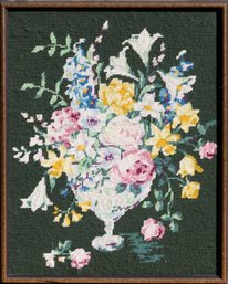 Cross Stitch Needle Point Rose And Daffodil Floral Presentation