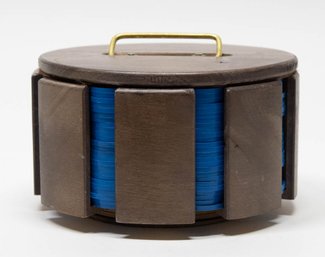 Revolving Carousel Poker Chip Caddy With Blue Chips