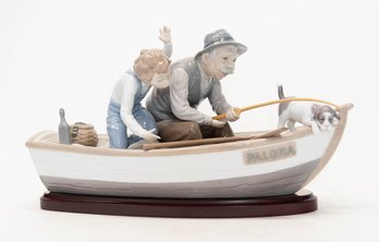 Lladro Porcelain Paloma Boat Fishing With Gramps #5215