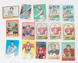 1960s NFL Trading Cards Joe Namath, Jan Steered, Dick Shiner, Don Maynard And John Unitas