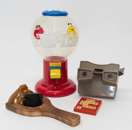 Toy Lot Includes Slingshot, View Finder And M&Ms Dispenser