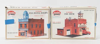 Model Power N Scale Fire House And Star Journal Building Model Kits *AS IS*
